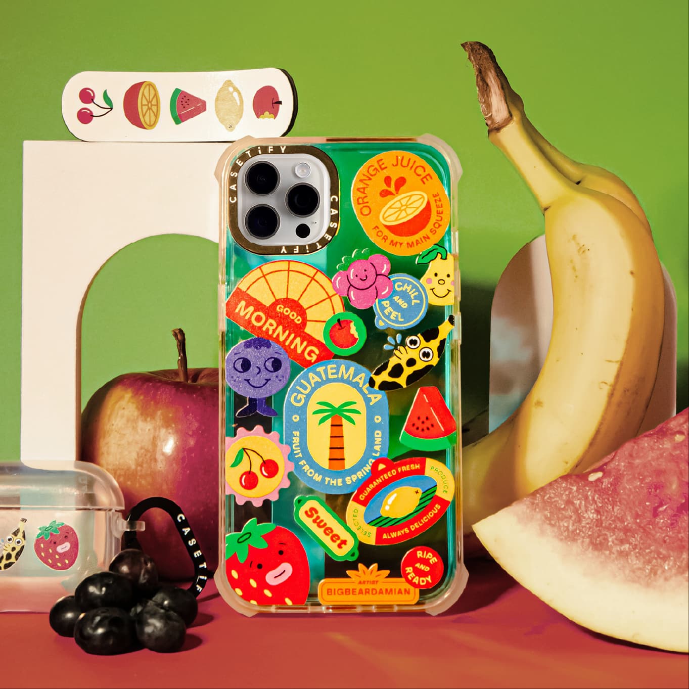 Phone with fruit