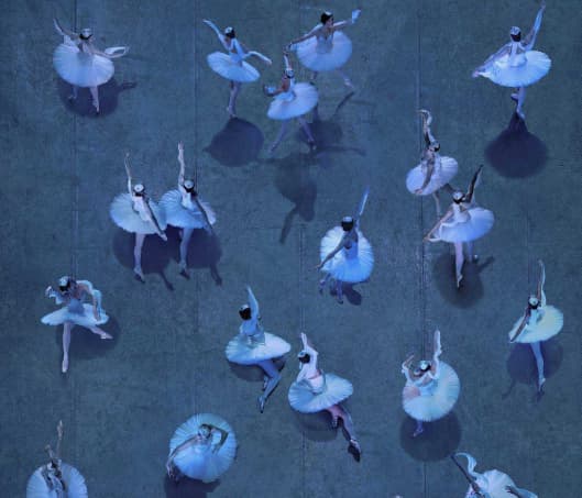 Ballet dancers viewed from above